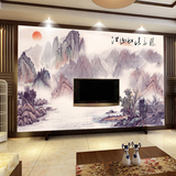 现代中式水墨山水风景古典无缝定制壁画客厅沙发电视背景墙纸壁画