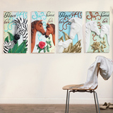 创意简约现代立体手绘斑马动物无框装饰画客厅沙发墙玄关墙饰壁饰