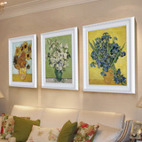 集美印画简欧现代客厅装饰画有框画沙发背景墙油画花卉三联壁画