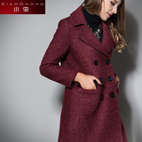 小虫2015冬季新款欧美时尚修身毛呢外套女中长款羊毛加厚呢子大衣