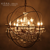 圆球地球仪客厅餐厅蜡烛led水晶吊灯圆形 美式复古工业吊灯创意