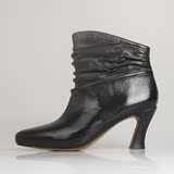 欧美外贸原单大码女鞋4344真皮尖头舒适套筒女靴高跟短靴冬季靴子