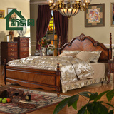 新古典美式风格床1.8米 复古双人床1.5 欧式床法式实木床卧室家具