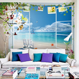 千贝3D立体墙纸 客厅卧室电视背景墙壁纸温馨大型壁画假窗户风景