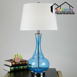 现代简约客厅蓝色玻璃台灯 地中海卧室床头装饰灯 设计师灯具台灯