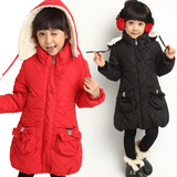 2016新款女童棉衣冬装外套加绒加厚中长款韩版中大童甜美公主上衣