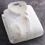 朗蒙冬季新款商务休闲男士保暖衬衫修身加绒加厚长袖白衬衣潮大码