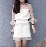 泰国代购的款 秋装两件套套装连衣裙 小香风长袖2015韩版短群包臀