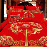 思辰家纺婚庆大红床上用品套件结婚多件套贡缎提花十件套新婚床品