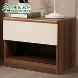 林氏木业现代中式床头柜单抽屉储物床头桌板式床边柜家具QB01*