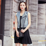 夏季无袖牛仔褂子马甲女外套牛子衣背心女式短款简约外衣学生韩版