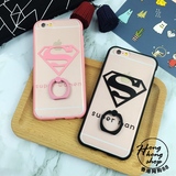 iPhone6Splus超人指环扣支架手机壳苹果6plus情侣粉色保护套软潮