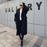 韩版新品2015黑色毛呢大衣女冬季羊毛中长款宽松大码呢子风衣外套