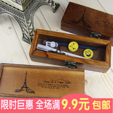 五年八班 韩国文具巴黎铁塔 复古木质文具盒 铅笔盒 3款选  A554