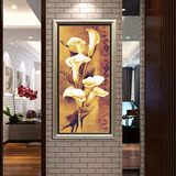水竞油画竖版玄关走廊装饰画单幅竖画过道挂画纯手绘现代壁画花卉