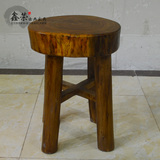 原木家具全实木圆凳简约茶凳原生态小凳子木质加厚凳子