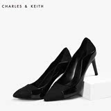 CHARLES&KEITH高跟鞋 CK1-60360734 拼接材质尖头细高跟单鞋