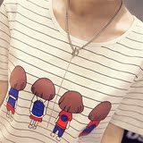 2016夏装新款韩版学生休闲短袖棉质上衣条纹T恤女体恤打底衫女潮