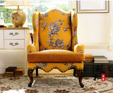 现货特价法式新古典高档单人沙发欧式美式实木雕花奢华高背老虎椅