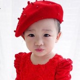 韩国儿童帽子羊毛贝雷帽女童秋冬款韩版公主宝宝帽冬天小孩画家帽