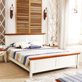 地中海实木床美式乡村田园1.8米双人床 1.5简约欧式公主床高箱床