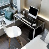 家用简易书桌电脑桌 简约现代 台式北欧风格写字台钢化玻璃办公桌