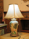 包邮美式乡村欧式古典手绘样板间床头客厅书房装饰台灯美人蕉叶