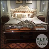 欧式双人床新古典布床实木雕刻简约床美式结婚床公主床1.8米大床