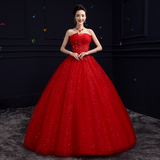 2016新款婚纱礼服抹胸韩版新娘齐地修身显瘦绑带结婚红色春夏婚纱