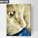 迷朗diy数字油画 客厅餐厅动物猫填色大幅精品数码手绘装饰画