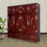 红木顶箱柜 非洲酸枝木大衣柜 纯实木衣橱 古典雕刻卧室储藏柜