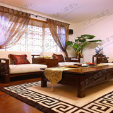 中式回形纹样板房仿羊毛手工地毯客厅沙发茶几卧室床边书房垫定制