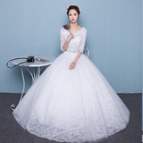 婚纱礼服夏季2016新款韩式修身显瘦齐地新娘结婚婚纱蓬蓬裙中袖女