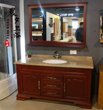 现代中式浴室柜组合实木洗脸盆洗面池台盆卫浴柜落地大理石洗漱台