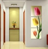 现代客厅装饰画玄关无框画楼梯墙画走廊挂画过道竖版壁画郁金香花