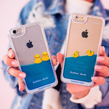 iPhone6游泳大小黄鸭子苹果5S保护套4.7流动液体6plus流沙手机壳
