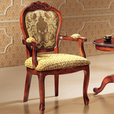 包邮仿古雕花欧式餐椅实木咖啡椅休闲扶手椅麻将椅新古典美式椅
