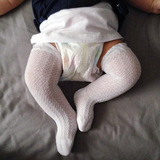 夏秋薄款小童宝宝松口袜子婴儿空调袜纯棉堆堆袜纯色女童中筒袜
