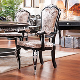 欧式餐椅 新古典椅子餐厅餐椅子 高档实木家具 黑色描银 布艺饭椅