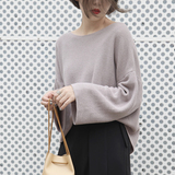 2016春韩版显瘦必备慵懒fu纯色圆领套头宽松长袖毛衣针织衫女