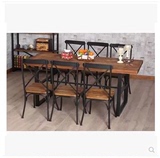 中式复古做旧实木铁艺餐厅椅铁木椅餐桌椅交叉靠背饭店小吃店桌椅
