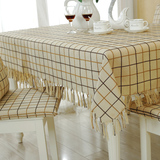 馨相伴欧式桌布布艺棉麻格子西餐桌椅垫套装现代简约茶几台布