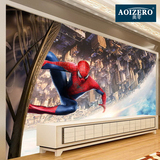 3D立体蜘蛛侠儿童主题房环保大型壁画 卧室KTV网吧英雄墙纸壁纸