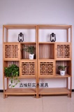 新中式书柜茶柜免漆老榆木博古架书架仿古实木新明式家具书橱定制