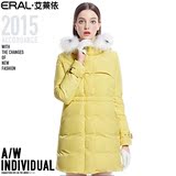 艾莱依2015冬新款韩版中长款加厚貉子毛领羽绒服外套女ERAL6041D