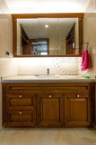 欧式美式橡木浴室柜组合大理石洗脸盆挂式洗漱台落地柜卫浴