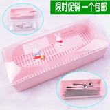 粉兔卧式沥水筷子盒 厨房勺子筷子防霉收纳盒 塑料笼 筷筒带盖