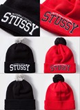 潮牌Stussy Stock Pom Beanie 刺绣logo 男女针织毛线帽 秋冬冷帽