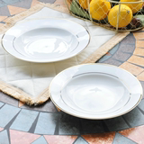 欧式骨瓷盘深盘子纯白色家用菜盘创意圆形微波炉餐具陶瓷早餐盘子