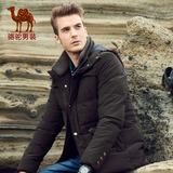 骆驼2015冬季青年男士加厚双层领羽绒服中长款羽绒男外套韩版